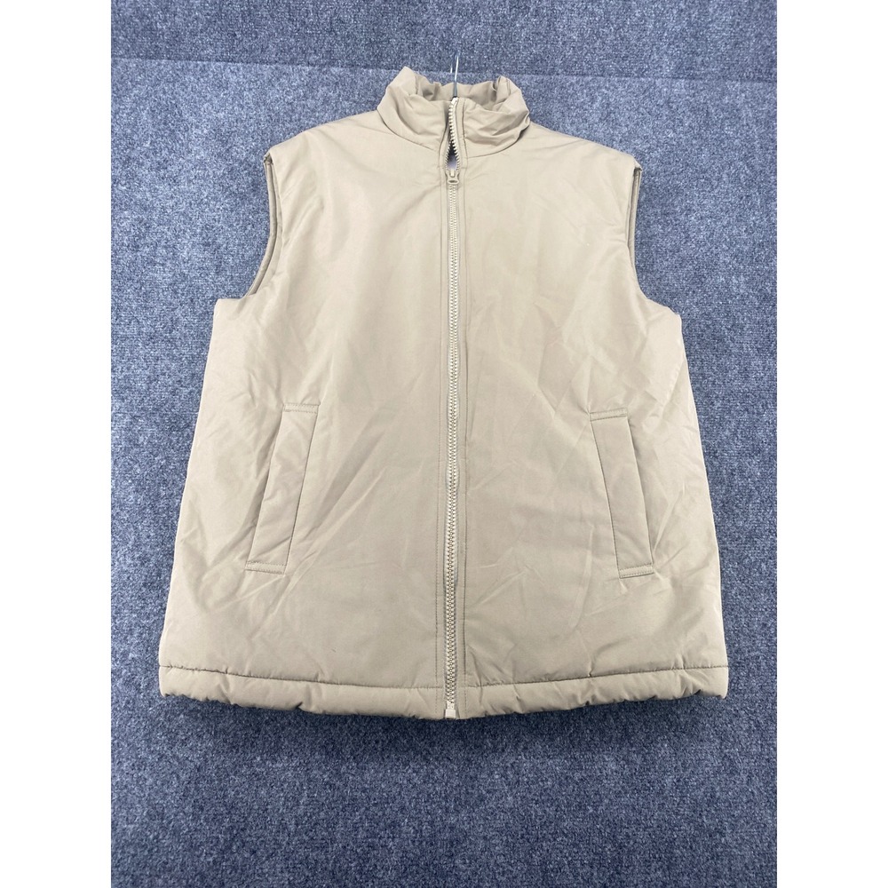 ASOS DESIGN Puffer Vest Gilet Womens US 0 Tan Beige Full Zip Sleeveless Jacket